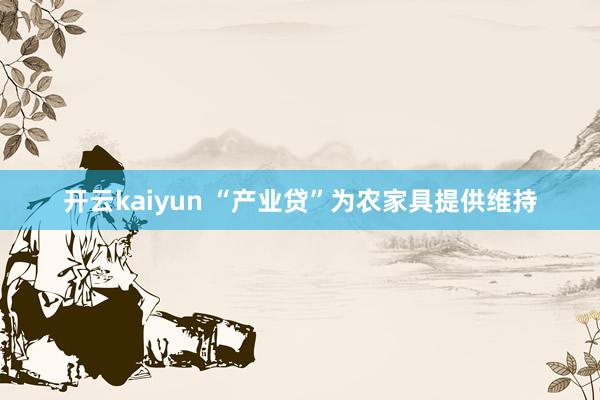 开云kaiyun “产业贷”为农家具提供维持