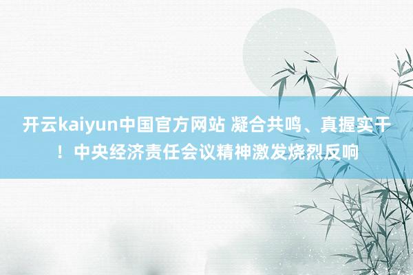 开云kaiyun中国官方网站 凝合共鸣、真握实干！中央经济责任会议精神激发烧烈反响