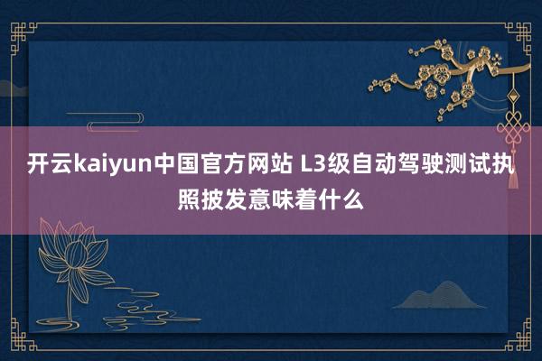 开云kaiyun中国官方网站 L3级自动驾驶测试执照披发意味着什么