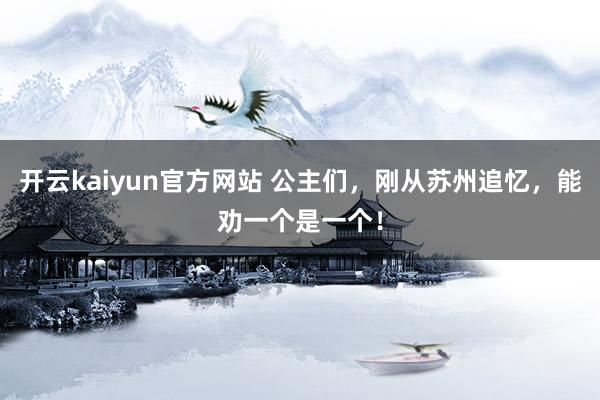 开云kaiyun官方网站 公主们，刚从苏州追忆，能劝一个是一个！