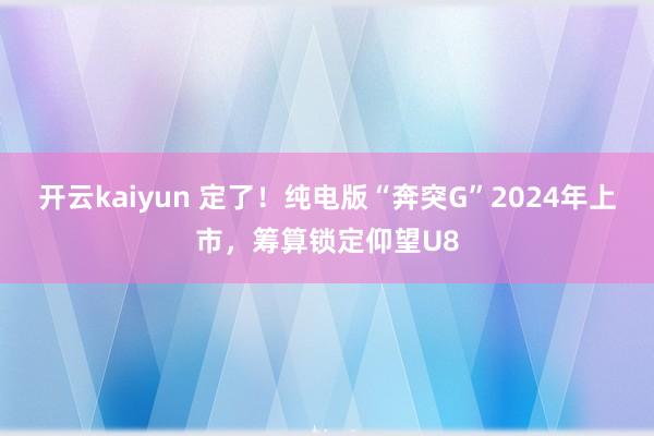 开云kaiyun 定了！纯电版“奔突G”2024年上市，筹算锁定仰望U8
