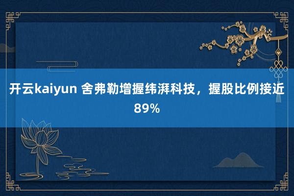 开云kaiyun 舍弗勒增握纬湃科技，握股比例接近89%