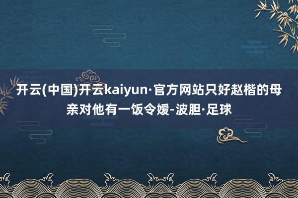 开云(中国)开云kaiyun·官方网站只好赵楷的母亲对他有一饭令嫒-波胆·足球