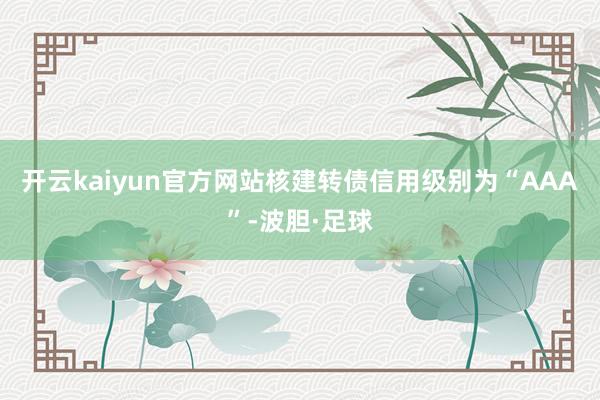 开云kaiyun官方网站核建转债信用级别为“AAA”-波胆·足球