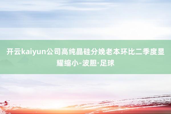 开云kaiyun公司高纯晶硅分娩老本环比二季度显耀缩小-波胆·足球