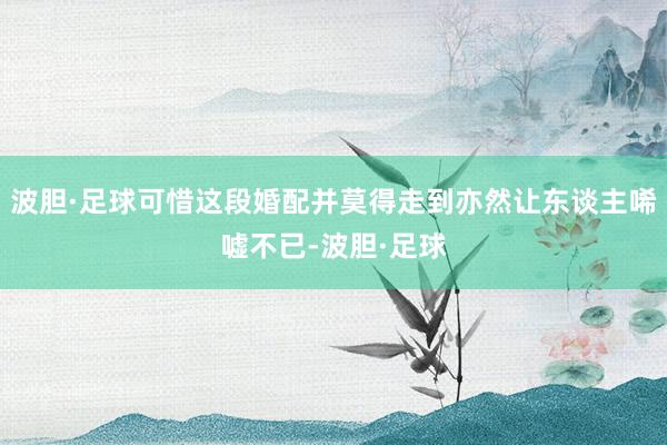 波胆·足球可惜这段婚配并莫得走到亦然让东谈主唏嘘不已-波胆·足球