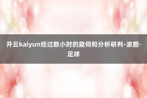 开云kaiyun经过数小时的窥伺和分析研判-波胆·足球