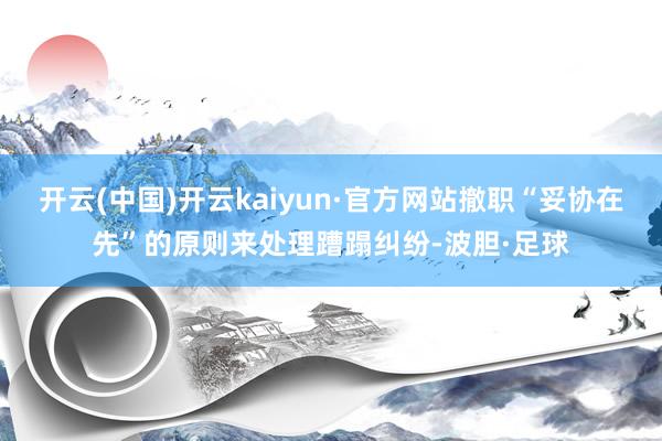 开云(中国)开云kaiyun·官方网站撤职“妥协在先”的原则来处理蹧蹋纠纷-波胆·足球
