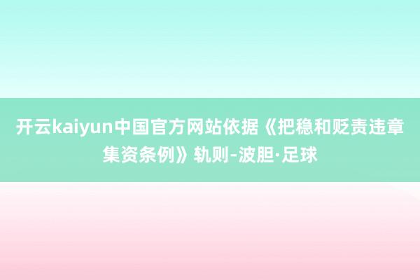 开云kaiyun中国官方网站依据《把稳和贬责违章集资条例》轨则-波胆·足球