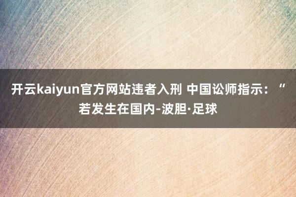 开云kaiyun官方网站违者入刑 中国讼师指示：“若发生在国内-波胆·足球