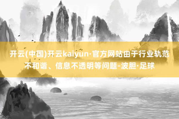 开云(中国)开云kaiyun·官方网站由于行业轨范不和谐、信息不透明等问题-波胆·足球