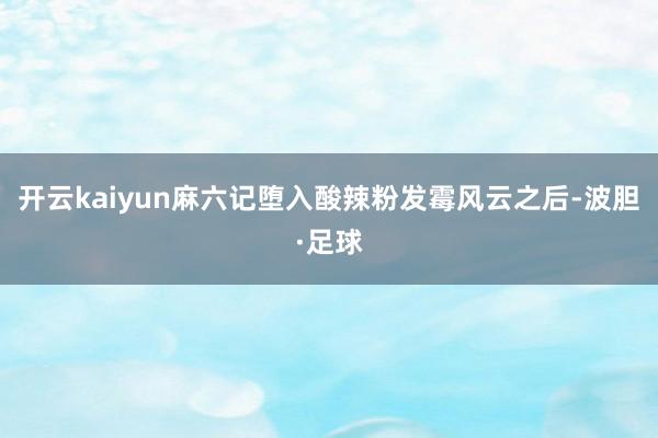 开云kaiyun麻六记堕入酸辣粉发霉风云之后-波胆·足球
