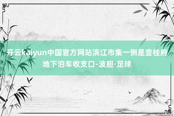 开云kaiyun中国官方网站滨江市集一侧是壹桂府地下泊车收支口-波胆·足球
