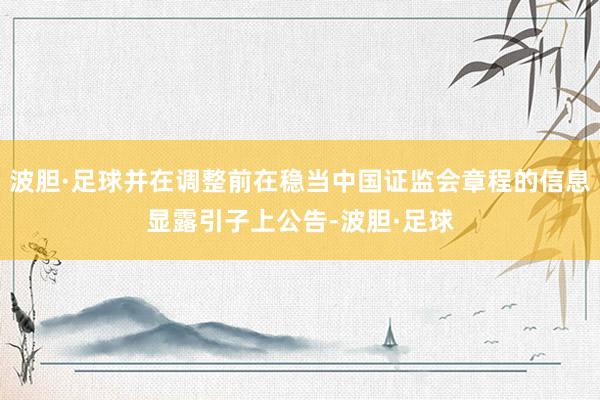 波胆·足球并在调整前在稳当中国证监会章程的信息显露引子上公告-波胆·足球
