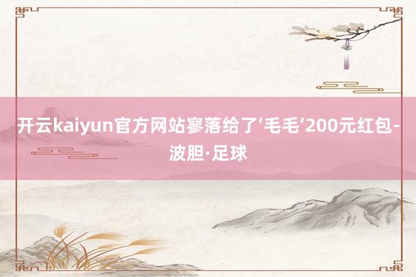 开云kaiyun官方网站寥落给了‘毛毛’200元红包-波胆·足球