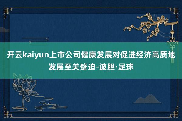 开云kaiyun上市公司健康发展对促进经济高质地发展至关蹙迫-波胆·足球
