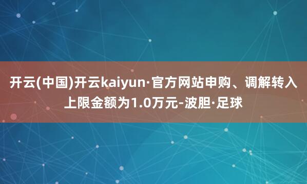 开云(中国)开云kaiyun·官方网站申购、调解转入上限金额为1.0万元-波胆·足球