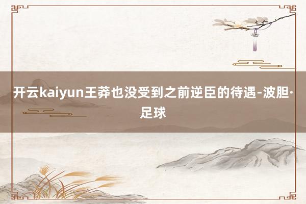 开云kaiyun王莽也没受到之前逆臣的待遇-波胆·足球