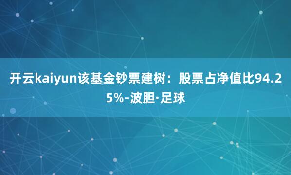 开云kaiyun该基金钞票建树：股票占净值比94.25%-波胆·足球