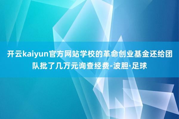 开云kaiyun官方网站学校的革命创业基金还给团队批了几万元询查经费-波胆·足球