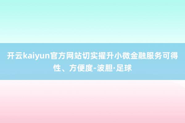 开云kaiyun官方网站切实擢升小微金融服务可得性、方便度-波胆·足球